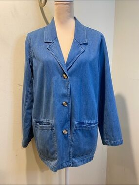 The Tog Shop Women’s Denim Button-Front Jacket - Blue Sz 14P